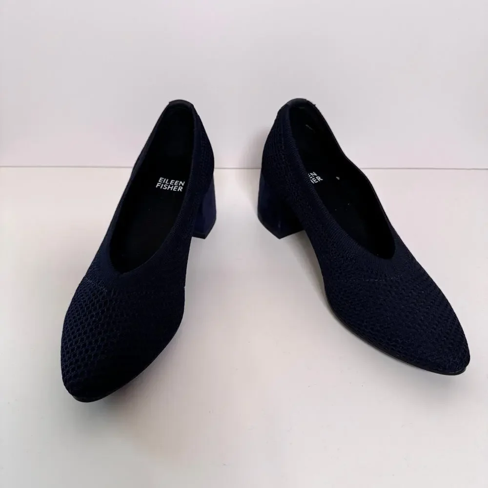 Eileen Fisher Womens Fabric Heel Shoes Size 6 Classic Office Neutral Blue